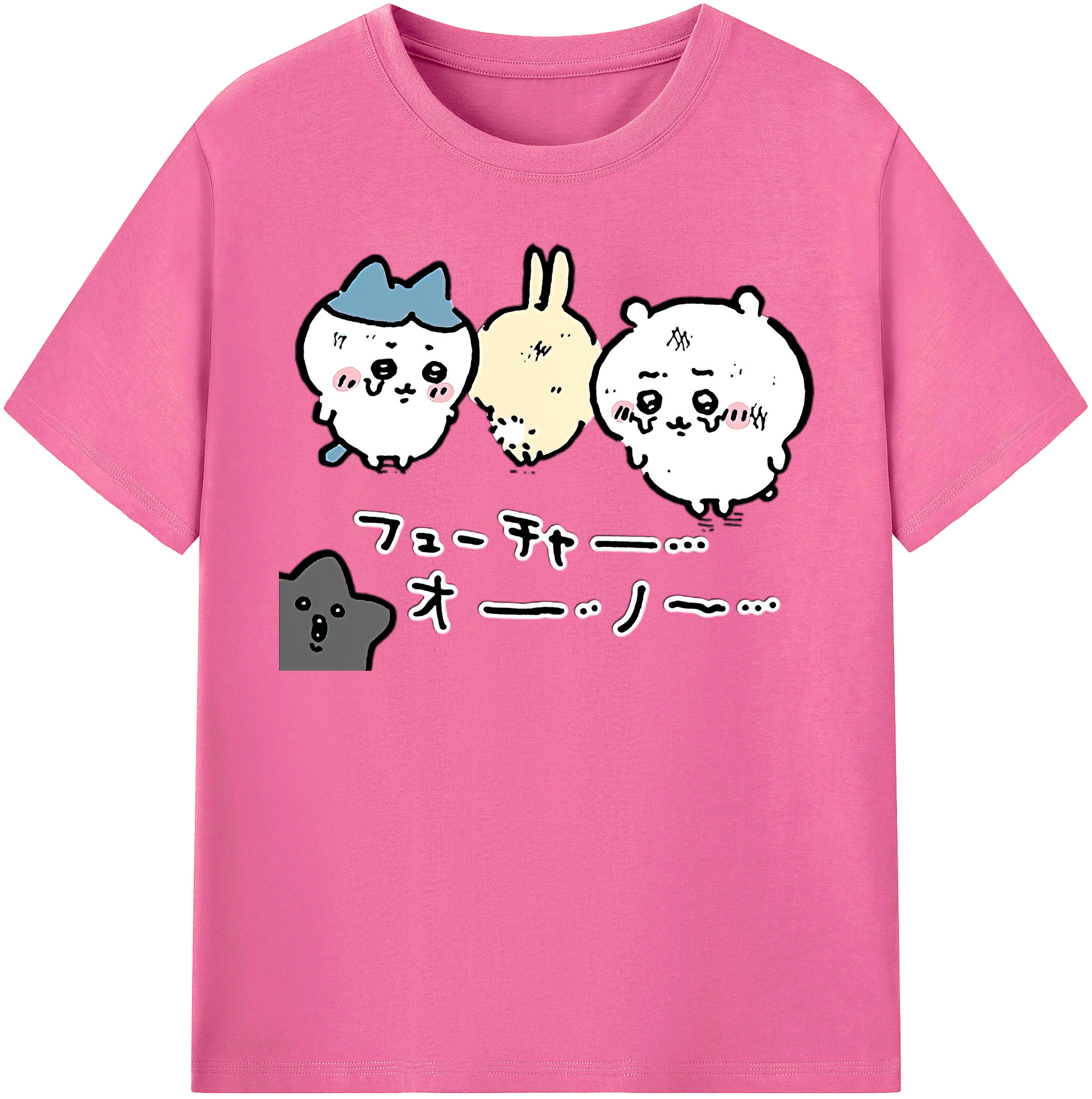 （画像用） ちいかわ ハチワレ Chii-kawa hachiware レディースカジュアルプリントTシャツ（綿100％）